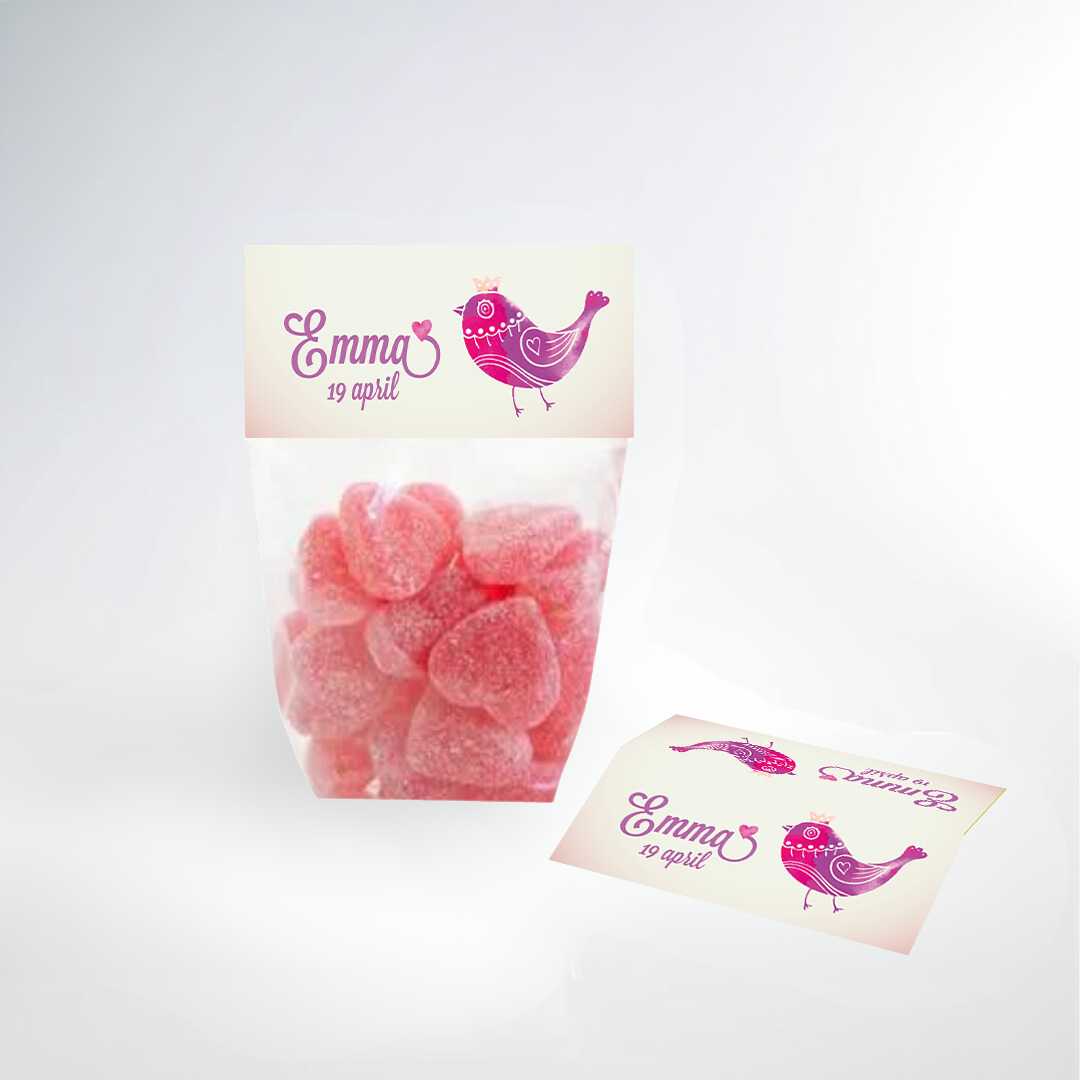 Snoepzakje vintage vogel - OptimaDoopsuiker