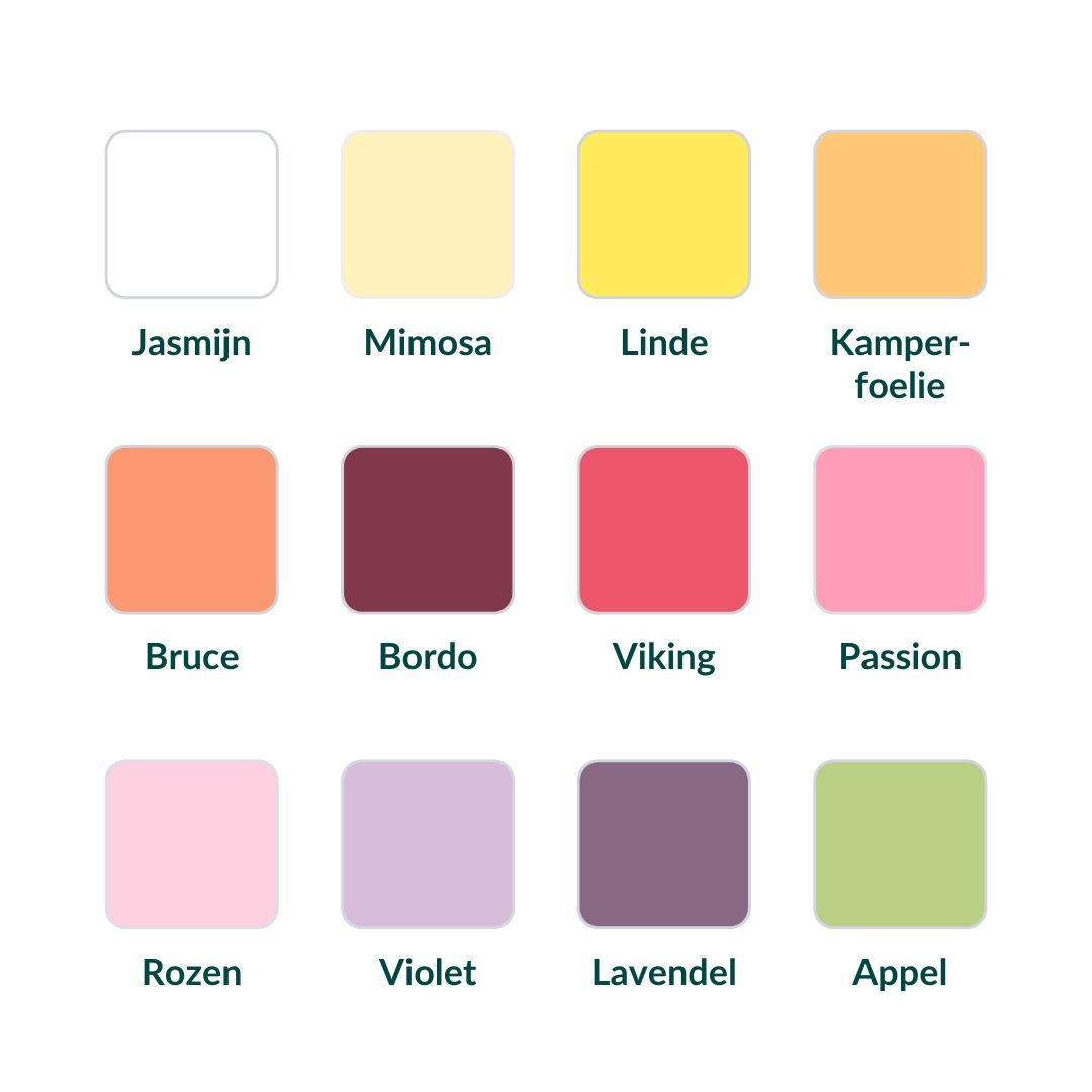 Zeepje met naam — kleurkaart met benamingen