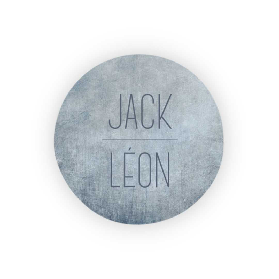 Ronde naamsticker denim look (5,9 cm) - 8 stuks - OptimaDoopsuiker