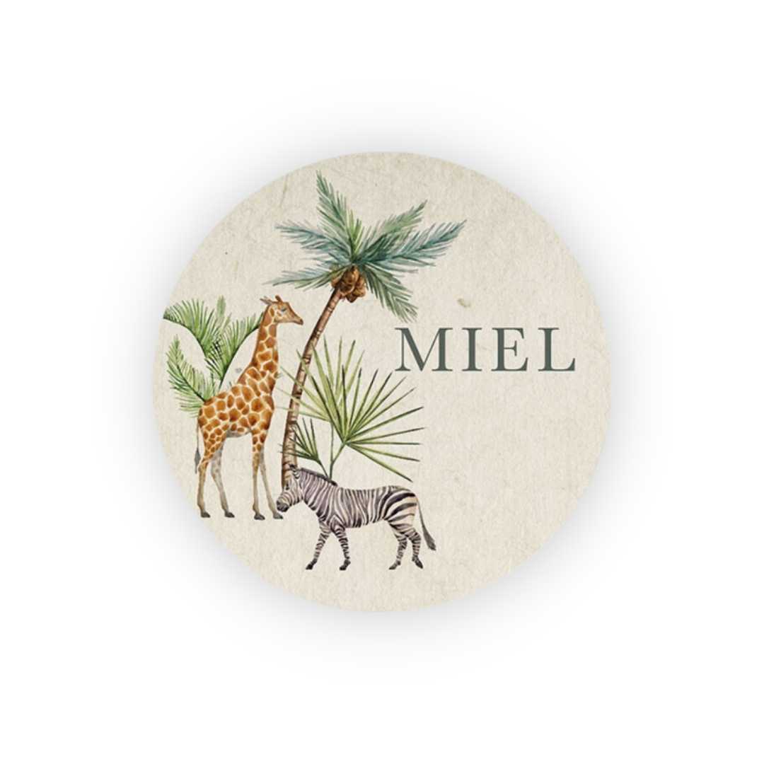 Ronde naamsticker jungle (5,9 cm) - 8 stuks - OptimaDoopsuiker