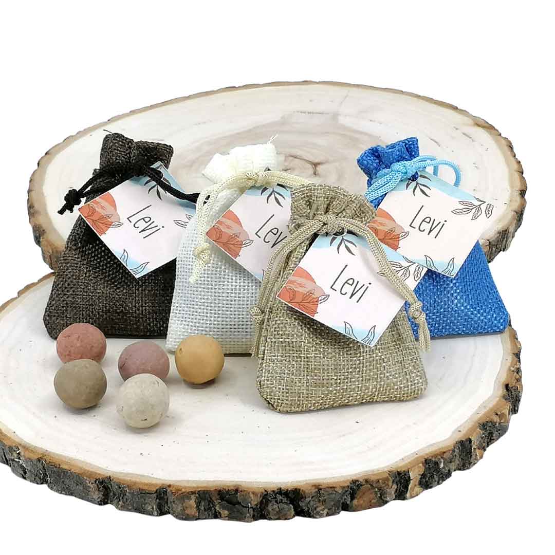 Vierkant label Levi aardtinten - 15 stuks - incl. bedrukking - OptimaDoopsuiker