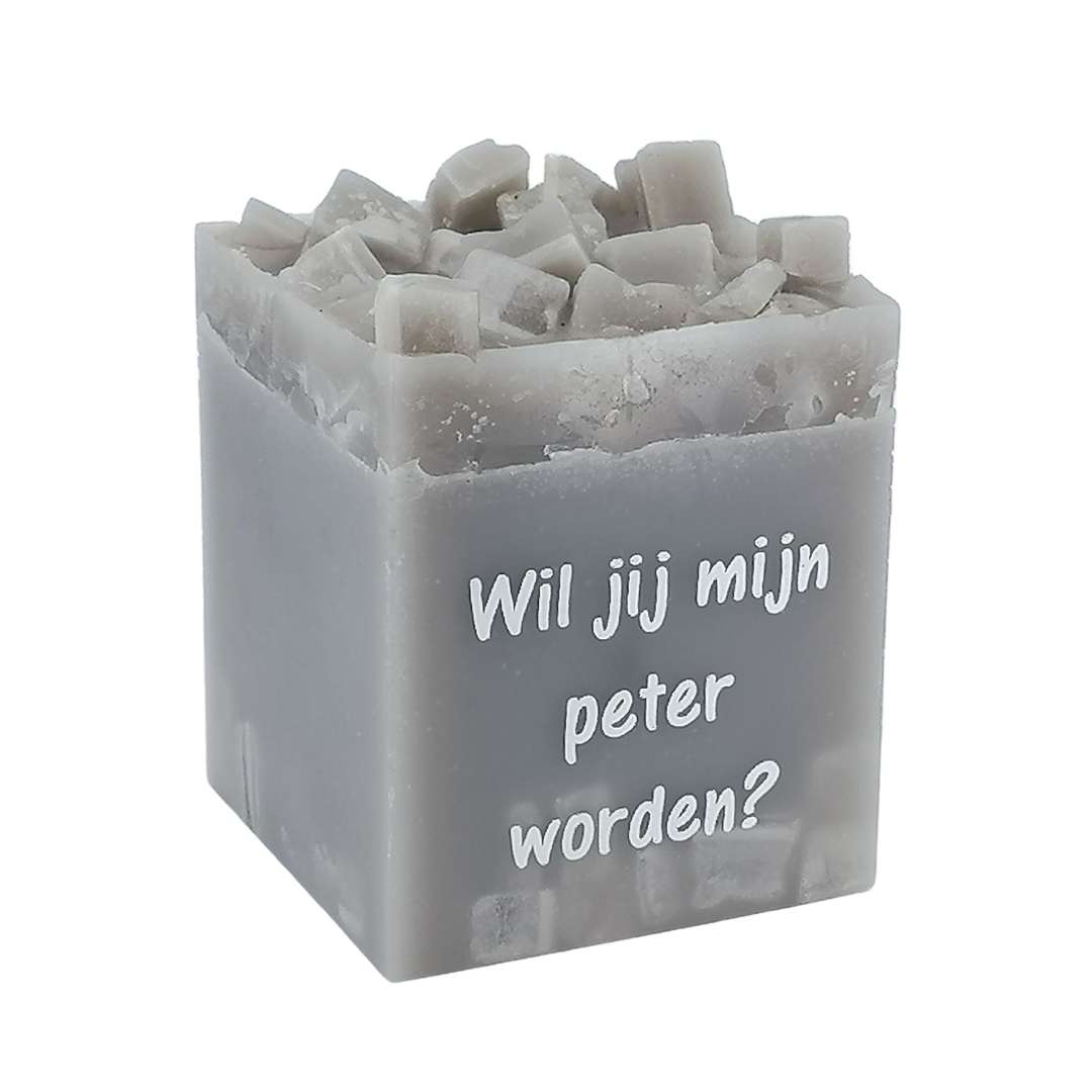 Taupekleurige kaars | Wil jij mijn peter worden? - OptimaDoopsuiker