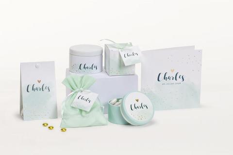 Ronde sticker met een muntgroen aquarel - 8 stuks - OptimaDoopsuiker