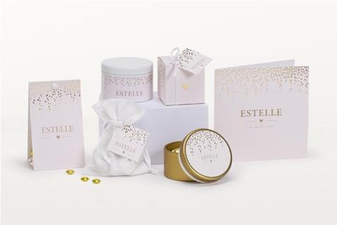 Snoepzakwikkel roze met blaadjes in goudfolie - 2 stuks - OptimaDoopsuiker