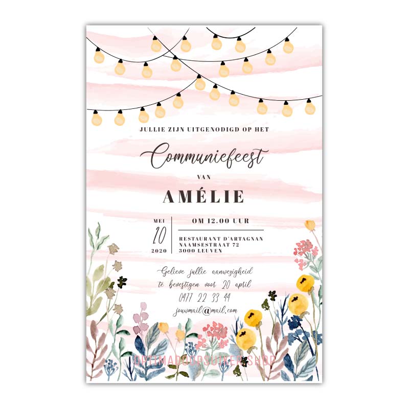 Communie uitnodiging | Party - OptimaDoopsuiker