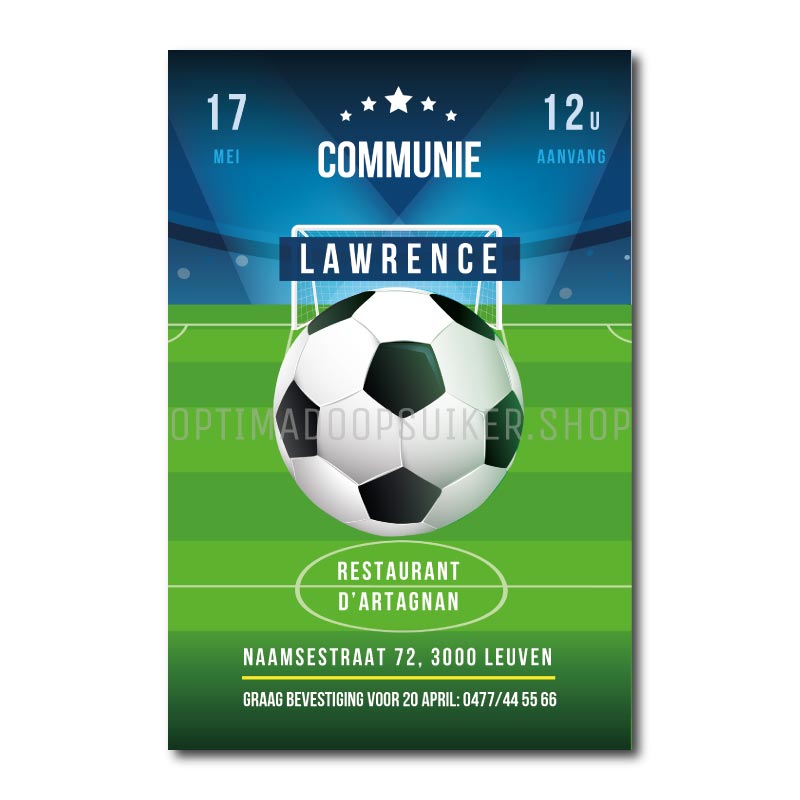 Communie uitnodiging | Voetbalstadion - OptimaDoopsuiker