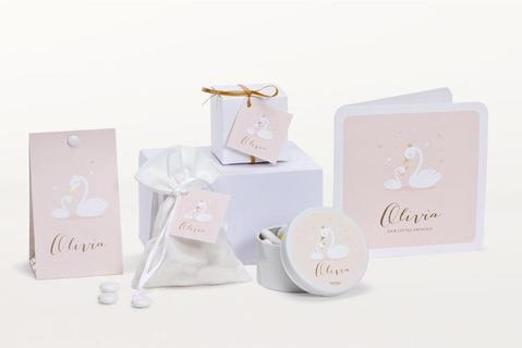 Ronde sticker met zwanen - 8 stuks - OptimaDoopsuiker