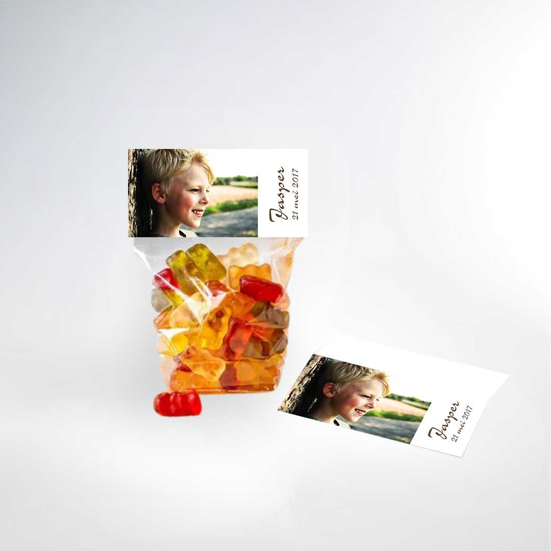 Candy bag with photo for communion or spring party