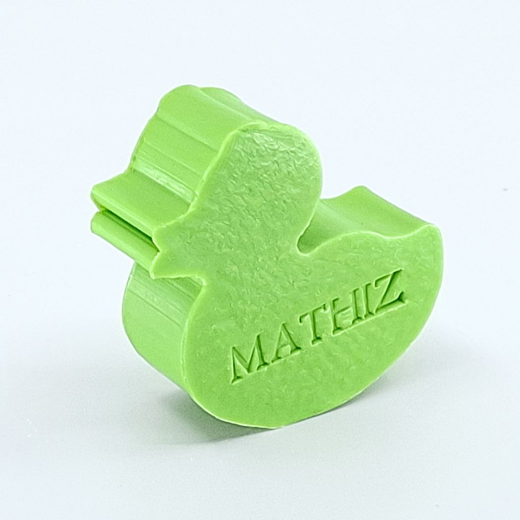 Gepersonaliseerd zeepje met naam in de vorm van een eendje in de kleur Appel