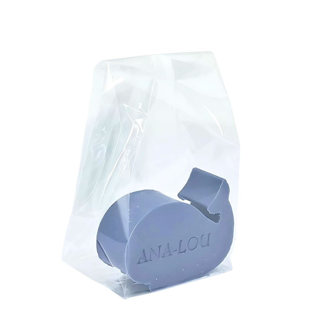 walvisvormig zeepje in transparant zakje