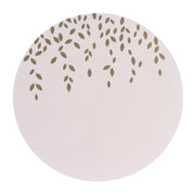 Roze ronde sticker met blaadjes in goudfolie - 8 stuks - OptimaDoopsuiker