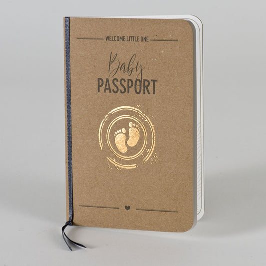 Paspoort geboortekaartje met stempel in koperfolie - incl. bedrukking - OptimaDoopsuiker