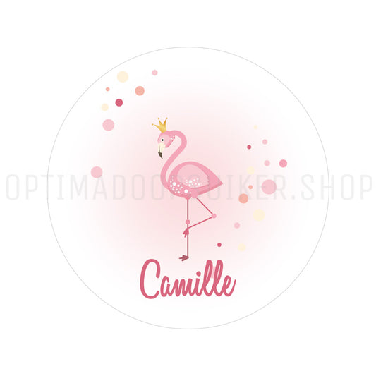 Ronde sticker flamingo - 15 stuks - OptimaDoopsuiker
