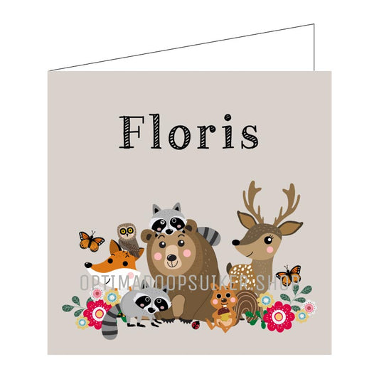 Geboortekaartje met bosdiertjes | Floris - OptimaDoopsuiker