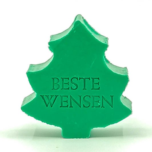 Bedrukt zeepje in de vorm van een kerstboom - OptimaDoopsuiker