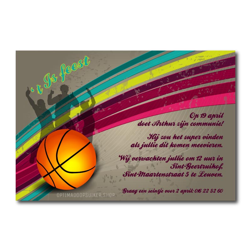Communie uitnodiging | Thema Basket - OptimaDoopsuiker