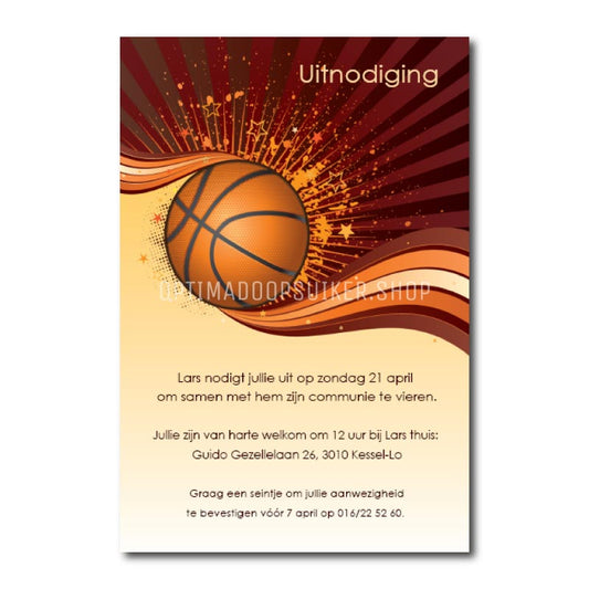 Communie uitnodiging | Basketbal - OptimaDoopsuiker