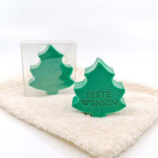 Bedrukt zeepje in de vorm van een kerstboom - OptimaDoopsuiker
